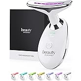 BeautyOnBoard Face Massager Tool with 7 Color LED Light, Ion & Vibration & Heat Modes, Facial Sculpting Tool for Relaxation and Skincare, White