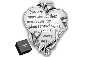 Anwlki Heart-Shaped Visor Clip Car Visor Medal Accessories Bless Driving Safety Prayer Religious Gift for Parent, Family, Friend, Driver (1)