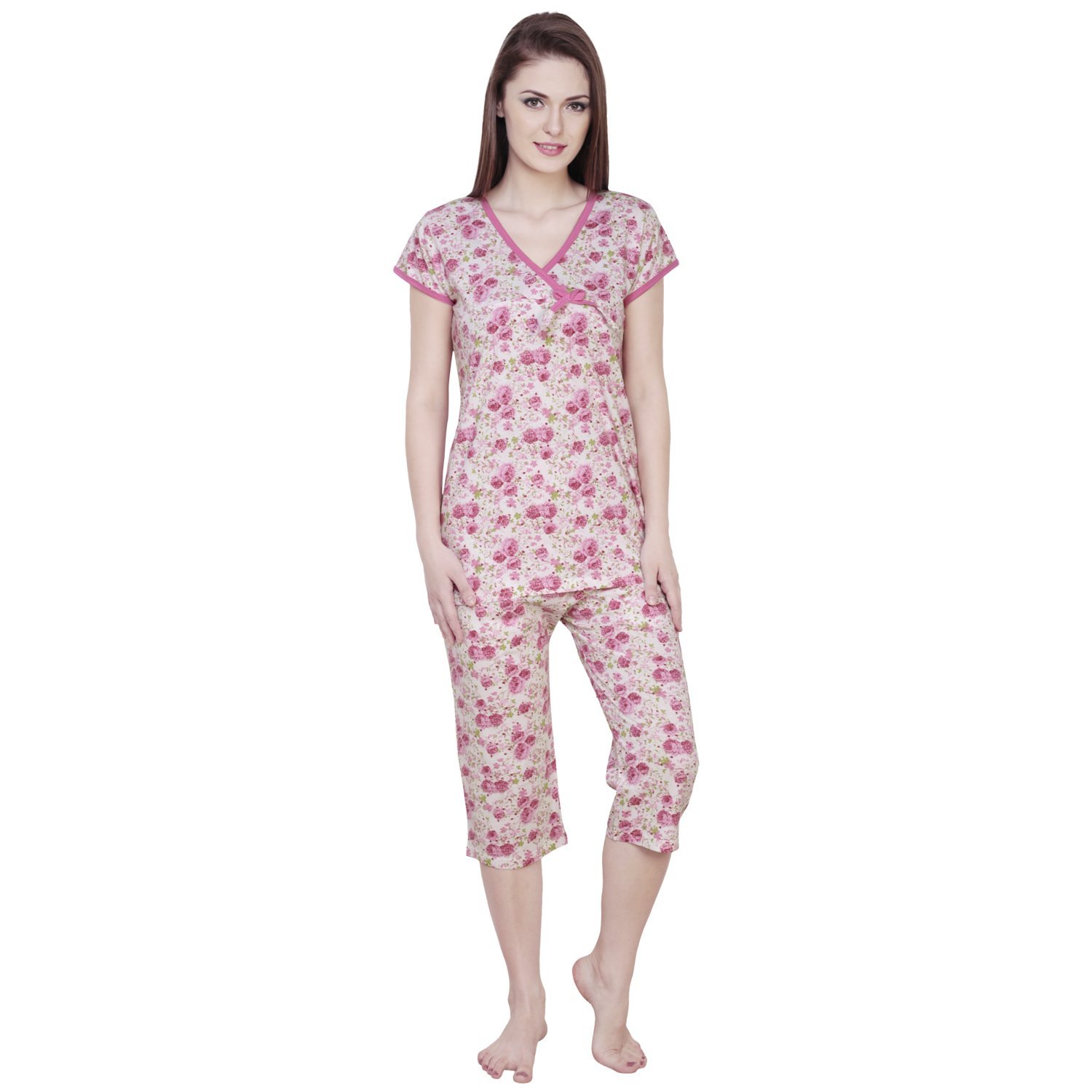 claura floral print cotton capri-top