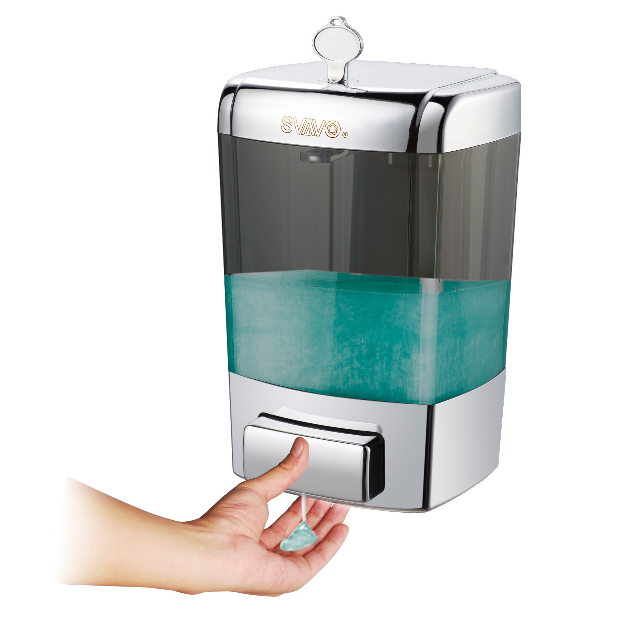 SVAVO V-7101 ABS Plastic Wall Mounted Hand Liquid Soap Dispenser White,Chrome 700ml Pack of 1 …