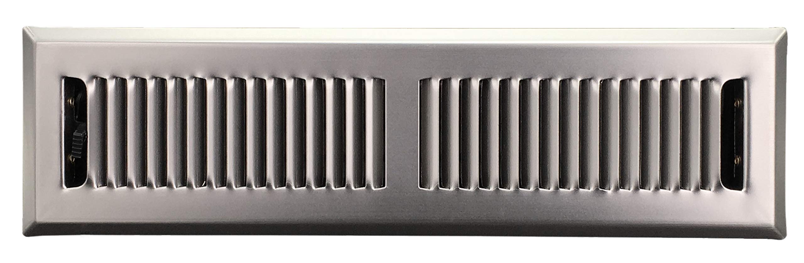 Photo 1 of HVAC Premium 2" X 12" Modern Floor Register Grille with Dampers - Contempo Decorative Grate - HVAC Vent Duct Cover - Satin Nickel