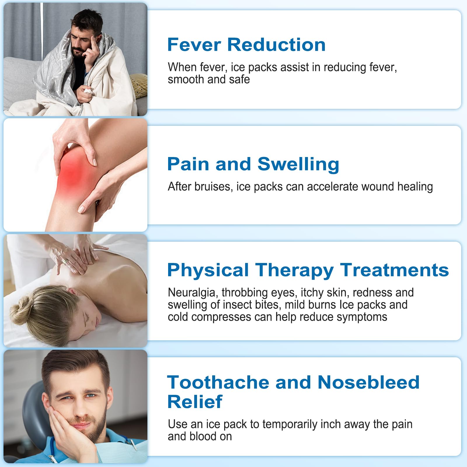 Ice Bag for Injuries, Upgrade Ice Pack for Injuries, A Cold Pack That Can Relieve Pain in All Joints of The Body, Suitable for Every One of Our Loving Homes, Ice Bags 9 Inch, Blue