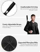 TECKNET Golf Umbrella Large 68 Inch Windproof Double Canopy Automatic Open Black view 3