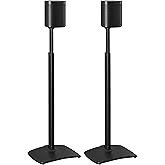 SANUS Adjustable Height Wireless Speaker Stands Designed for Sonos One, One SL, and Play:1 - Tool-Free Adjustment up to 16" and Built-in Cable Management (Black)