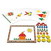 Melissa & Doug Deluxe Wooden Magnetic Pattern Blocks Set - Educational Toy with 120 Magnets and Carrying Case
