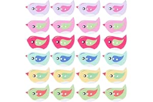 Beaupretty 50pcs Painted Wooden Bird Buttons DIY Crafts Material Decorative Sewing Buttons for Sweaters