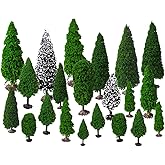 Mixed Model Trees with Base, OrgMemory Diorama Models, Model Train Scenery, Architecture Tree, (19pcs, 2-6 inch /5-15 cm), Ho
