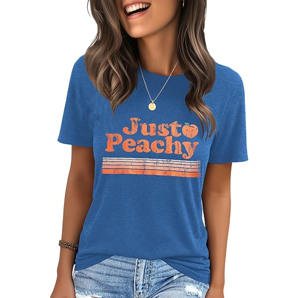Ykomow Just Peachy Women's T-Shirt - Short Sleeve Graphic Tee, Pink, Medium - View #2