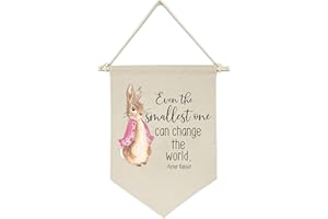 TOPTHINK Girls Gifts-Even the Smallest One Can Change the World -Canvas Hanging Flag Banner Wall Sign Decor Gifts for Baby Kids Girls Nursery Teen Room Front Door