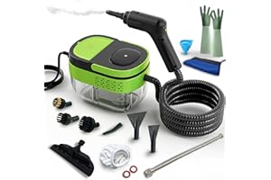 AULANK Handheld Steam Cleaner, 1600ml Water Tank, 15S Heat-up Time, Multipurpose Steamer for Home Use, Pressurized Steamer for Cleaning Floor, Upholstery, Grout and Car Green