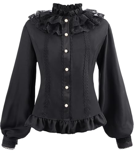 トップス idem vintage lace big collar blouse Amazon.com: Lolita Long Sleeve Blouses Women Peter Pan Collar