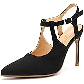Enelauge Women's 3.5 inch Stiletto High Heels Pointed Toe Ankle Strap Pumps Closed Toe Sexy Wedding Dress Prom Party Evening Office Shoes