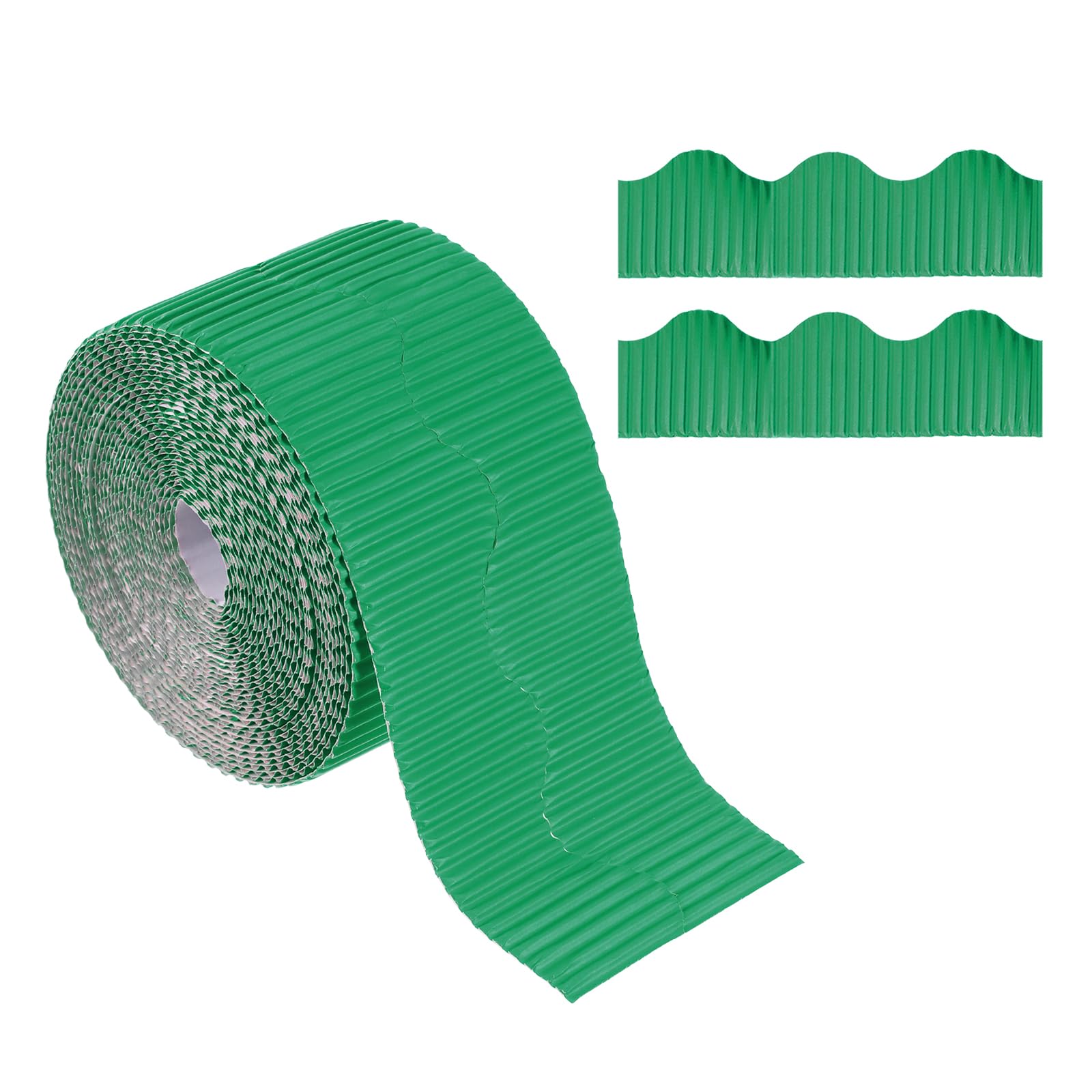 PATIKIL 3.9inch x 49.2ft Bulletin Board Border, Scalloped Trim Paper Corrugated Paper for Locker Classroom Decor Black White Cork Poster Boards, Dark Green