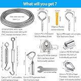AMLOOPH 30M 2MM Garden Wire Rope Kit for Climbing Plants, Lights - 48pcs view 2