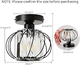 FORCOSO Crystal Ceiling Light Fixtures Modern Chandeliers Semi Flush Black view 2