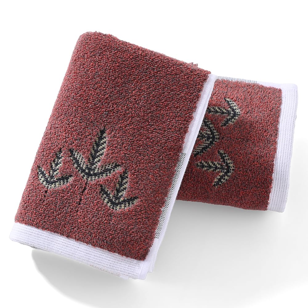 sense gnosis Burgundy Brown Jacquard Tree Hand Towel Set of 2 Super Soft 100% Cotton Elegant Floral Pattern Highly Absorbent Decorative Hand Towels for Bathroom Spa 13x 29 Inch