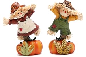 Hodao Collectible Thanksgiving Pumpkin Scarecrow Figurines Harvest Scarecrow Decoration Fall Decorations for Home Handcrafted Artistry Decor Thanksgiving Gifts Tabletop Decor