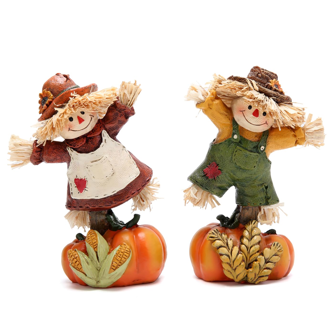 Photo 1 of Hodao Collectible Thanksgiving Pumpkin Scarecrow Figurines Harvest Scarecrow Decoration Fall Decorations for Home Handcrafted Artistry Decor Thanksgiving Gifts Tabletop Decor