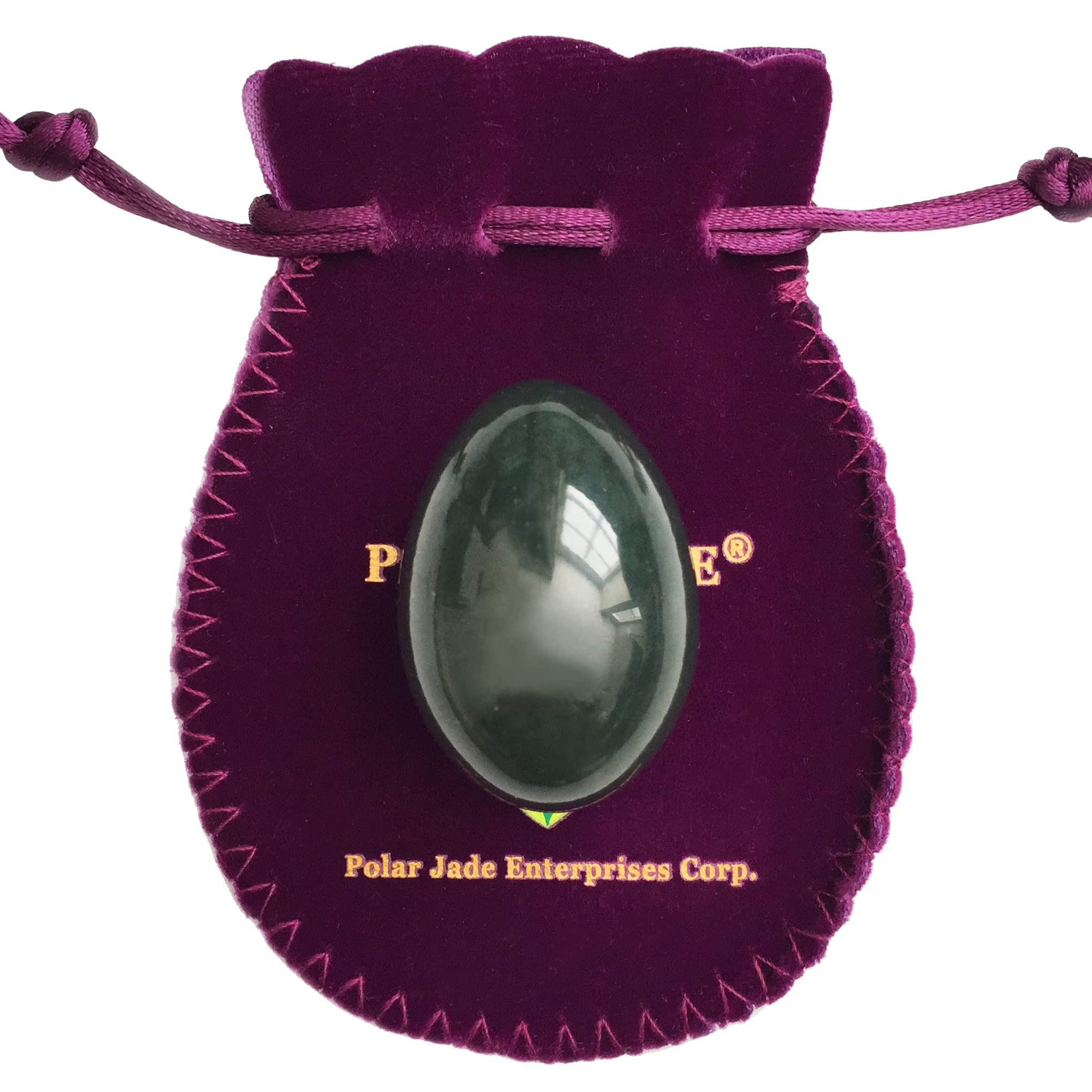 Nephrite Jade Egg, Undrilled, for Kegels to Train Pelvic Floor Muscles and for Crystal Healing in Meditation, by Polar Jade (Medium (43 x 30mm))