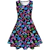 Funnycokid Girls Dress Summer Sleeveless Sundress Birthday Outfit Twirly Mermaid Party Kids 4-15 Years