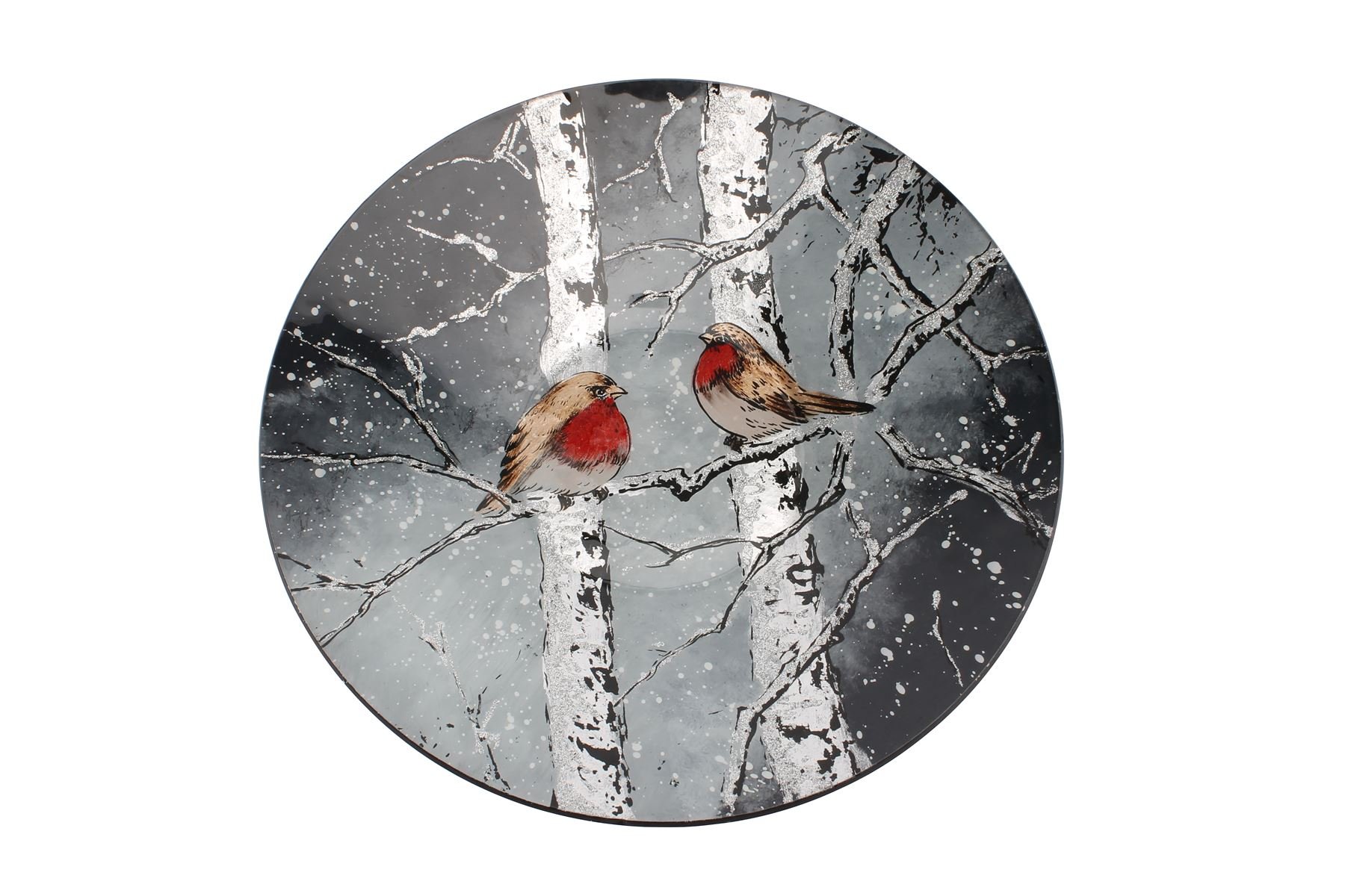 CGB Giftware | Winter Robin Large Glass Bowl | Winter Robin Range | Table | Tableware | Decorative | Christmas | Festive | GB02114