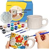 Paint Your Own Ceramic Mug Kit, DIY Ceramic Painting Kit for Adults, Custom Coffee Mugs Design Your Own with Paints and Brushes Adults Crafts for Mother's Day Father's Day Date Night Gifts