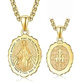 TANGPOET Saint Medals Pendant Necklace for Men Women 925 Sterling Silver 24K Gold Plated Patron Religious Christian Protectio
