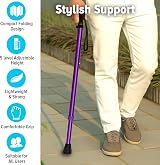 LIFE Life Healthcare Folding Walking Stick Adjustable Height Purple Cane view 6