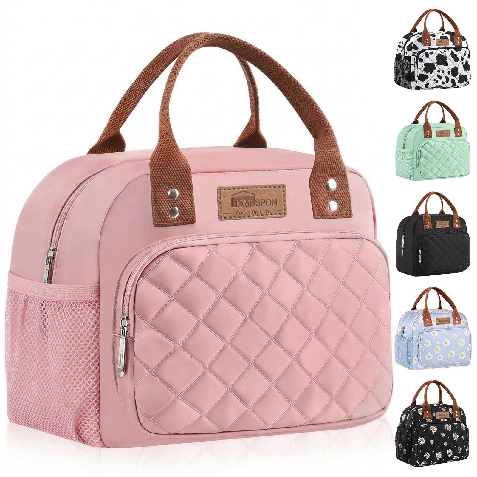 HOMESPON Insulated Lunch Bag for Women Men Work Adult Cool Bag Lunch Box Container Ladies Lunch Tote (Pink) — image 1