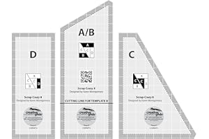 Creative Grids Scrap Crazy Templates Quilt Ruler – CGRMT4 – Made in USA, 6in x 9in, Non-Slip Grip Acrylic Quilting, Sewing, Crafting, Patchwork Ruler & Template