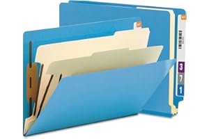Smead End Tab Classification File Folder, 2 Dividers, 2" Expansion, Letter Size, Blue, 10 per Box (26836)