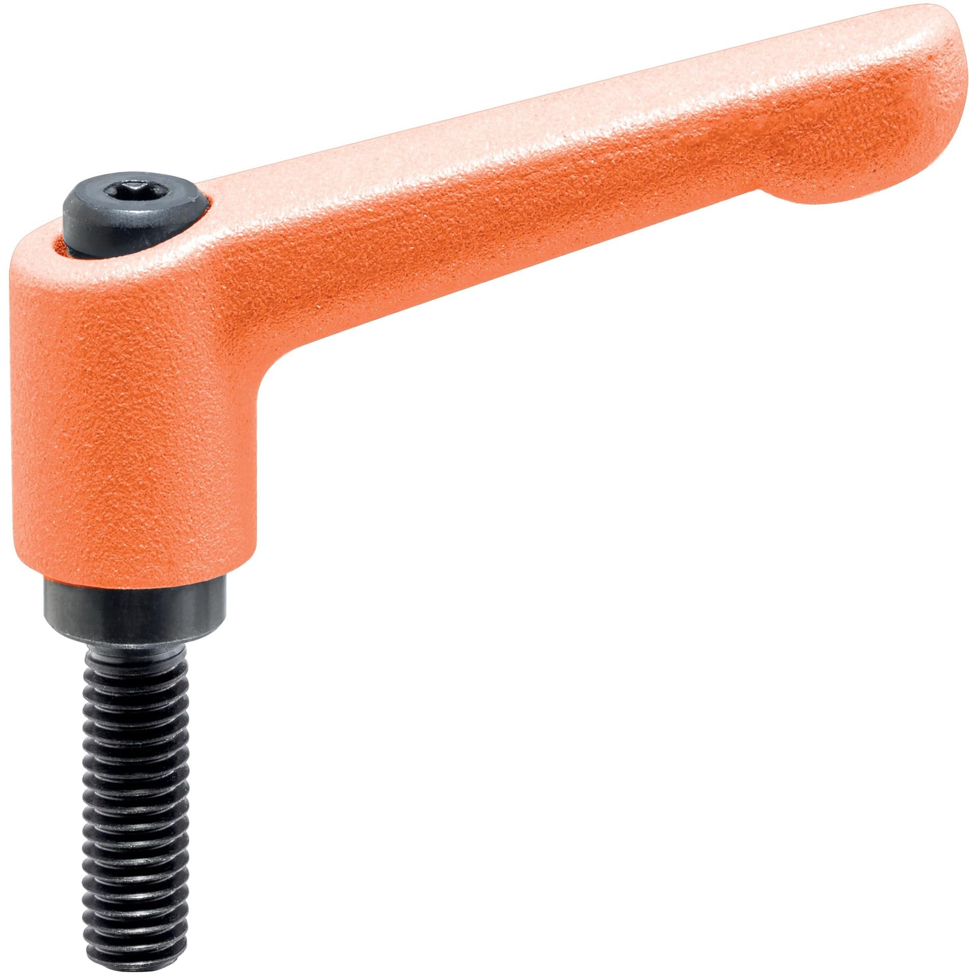 HALDER 24400.0026 Adjustable Clamping levers, Orange, d1=13 mm / d2=M4 / l1=32 mm