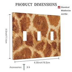 Pznen Triple Toggle Wall Plate, Giraffe Wild Life