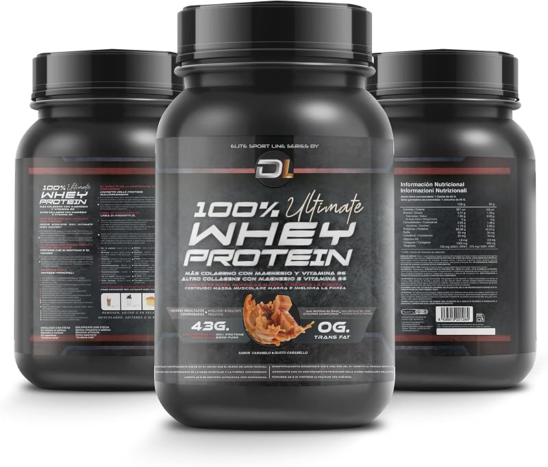Whey Protein | Proteina in polvere con Collagene, Magnesio e Amminoacidi | Aumenta la massa muscolare | Supporta lo sviluppo e il recupero muscolare | Proteina facile da digerire | 1kg Caramello