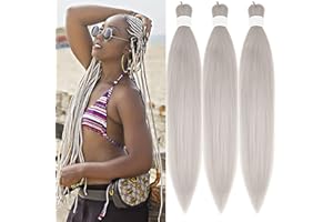 Gozill Silver Grey Brading Hair Pre Stretched Box Braids Kanekalon Braiding Hair Human Hair 26 Inch