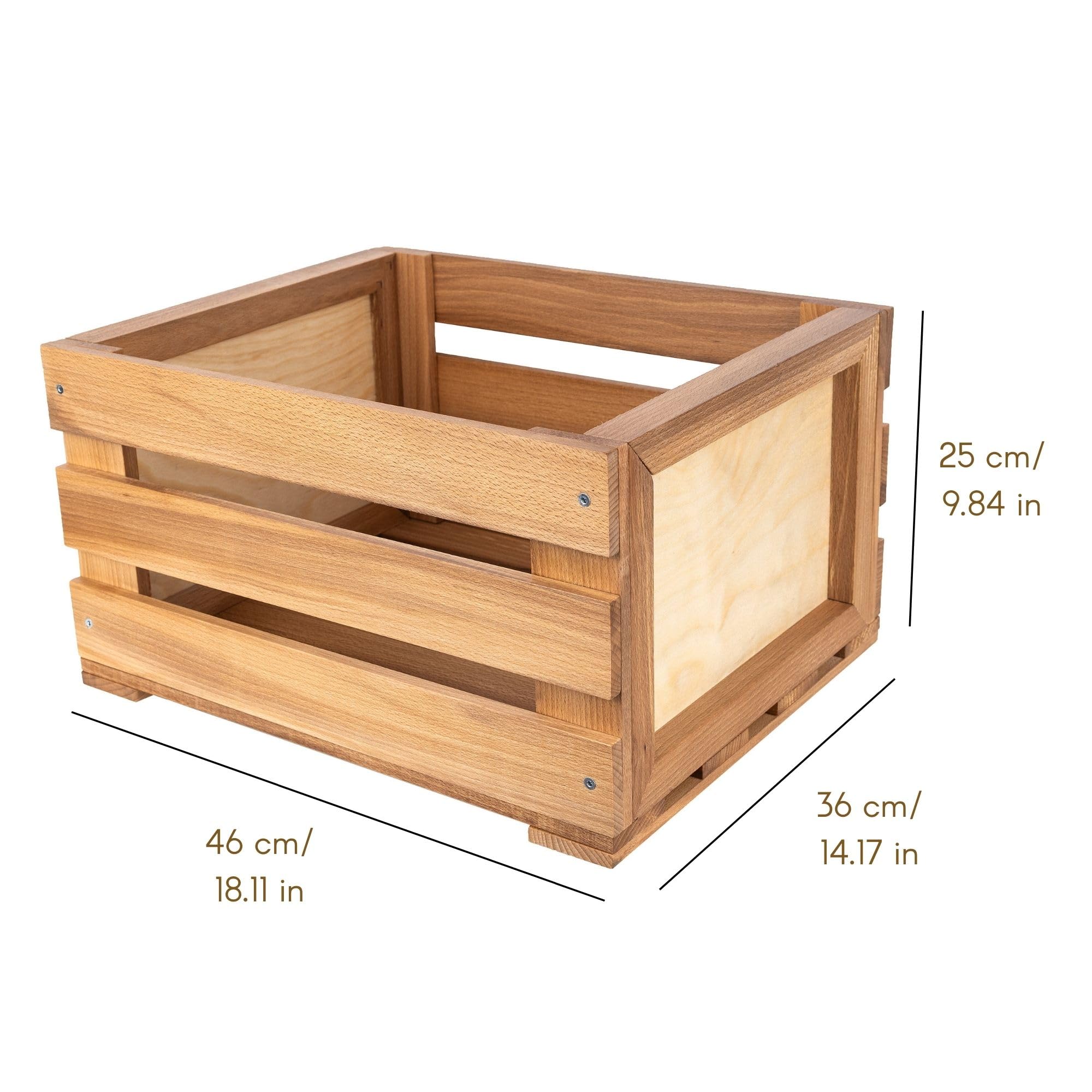 Creative Deco Vinyl Box zur Aufbewahrung bis zu 80 Schallplatten | Regal Holzbox 46x36x25 cm (+/- 1cm) | Schallplattenkiste Holz | Buchenholz LP Kiste für Obst, Gemüse, Wein, Spielzeugkiste 3