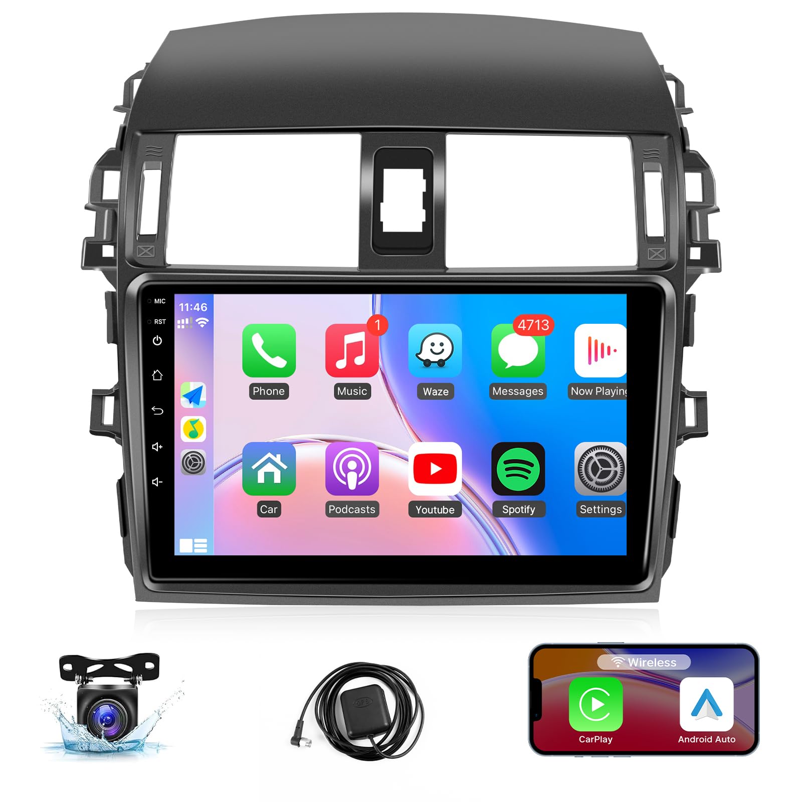 Photo 1 of Naifay Android Car Radio for Toyota Corolla 2009 2010 2011 2012 2013, 9inch Touch Screen for Corolla Car Stereo with Carplay/Android Auto/Bluetooth/FM/GPS/WiFi/Backup Camera/Split Screen