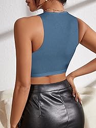 Milumia Women Party Crop Tank Tops Rhinestone
