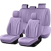 Coverado Seat Covers Full Set, Waterproof Car Seat Covers, Leather Seat Cover for Cars, Front and Back Car Seat Protector, Universal Car Seat Cushions Automotive Accessories Fit for Most Cars, Purple