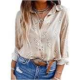 SweatyRocks Women's Button Down Shirt Long Sleeve Floral Casual Dressy Blouse Work Shirt