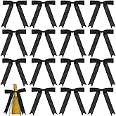 STSTR 15PCS Black Twist Tie Bow Decor, Premade Satin Ribbon Bow, Soft Small Craft Bowknots for Present Wrapping, Cute Cake Bows for Wedding Birthday Party Decoration