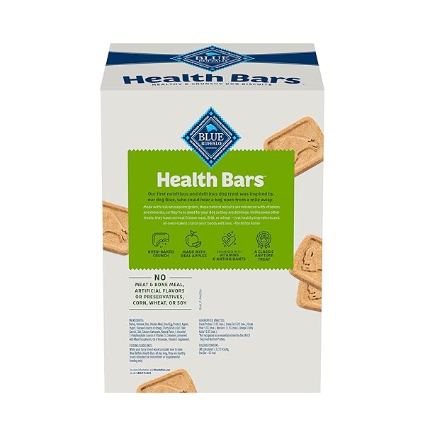 BLUE BUFFALO HEALTH BARS CRUNCHY DOG BISCUITS, OVEN-BAKED WITH NATURAL INGREDIENTS, APPLES & YOGURT, 3.5-LBS BOX