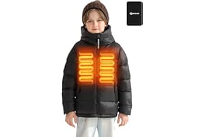 ANTARCTICA GEAR Kids Heated Jacket with 12V/5A 10000 mAh Battery Pack, 3 Heated Areas Winter Coat for Boys & Girls