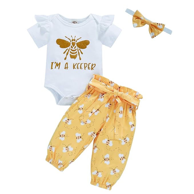 Buy Infant Baby Girl Bumble bee Clothes Letter Print Romper Honey Bees