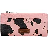 Wrangler Cow Print Wallets Womens Bifold Credit Card Wallet Women's Wallets, Card Cases & Money Organizers Pink Wallets for Women Ladies Female Cash Wallett with Smooth Zipper