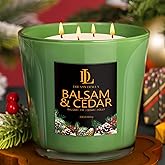 Large Christmas Candle Balsam & Cedar Scented, 4 Wick Natural Soy Candles for Home Scented, 30oz Big Holiday Candle Long Lasting, Aromatherapy Candles Christmas Gifts for Women Men