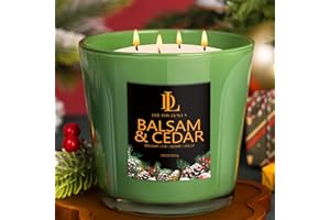 DL DREAMY DEWLA Large Christmas Candle Balsam & Cedar Scented, 4 Wick Natural Soy Candles for Home Scented, 30oz Big Holiday Candle Long Lasting, Aromatherapy Candles Christmas Gifts for Women Men