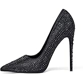 Elisabet Tang Women Pumps, Pointed Toe High Heel Glitter Rhinestone Heels Sparkly Prom Shoes Stiletto Wedding Heels for Bride Shoes for Women