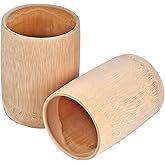 Metany 2PCS Unpainted Wooden Cups Unfinished Natural Bamboo Tea Cup Coffee Mug Wine Camping Cup Travel Craft Drinking Cup Gift Outdoor Mug for Paint and Decorate Dry Products