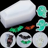 WILLBOND 6 Pcs Halloween Resin Coffin Molds Coffin Box Bat Owl Skull Ghost | Silicone Casting Resin Mold Set for Halloween DIY Craft, Coffin Box Bat Owl Skull Hands Ghost, Flexible Easy Release